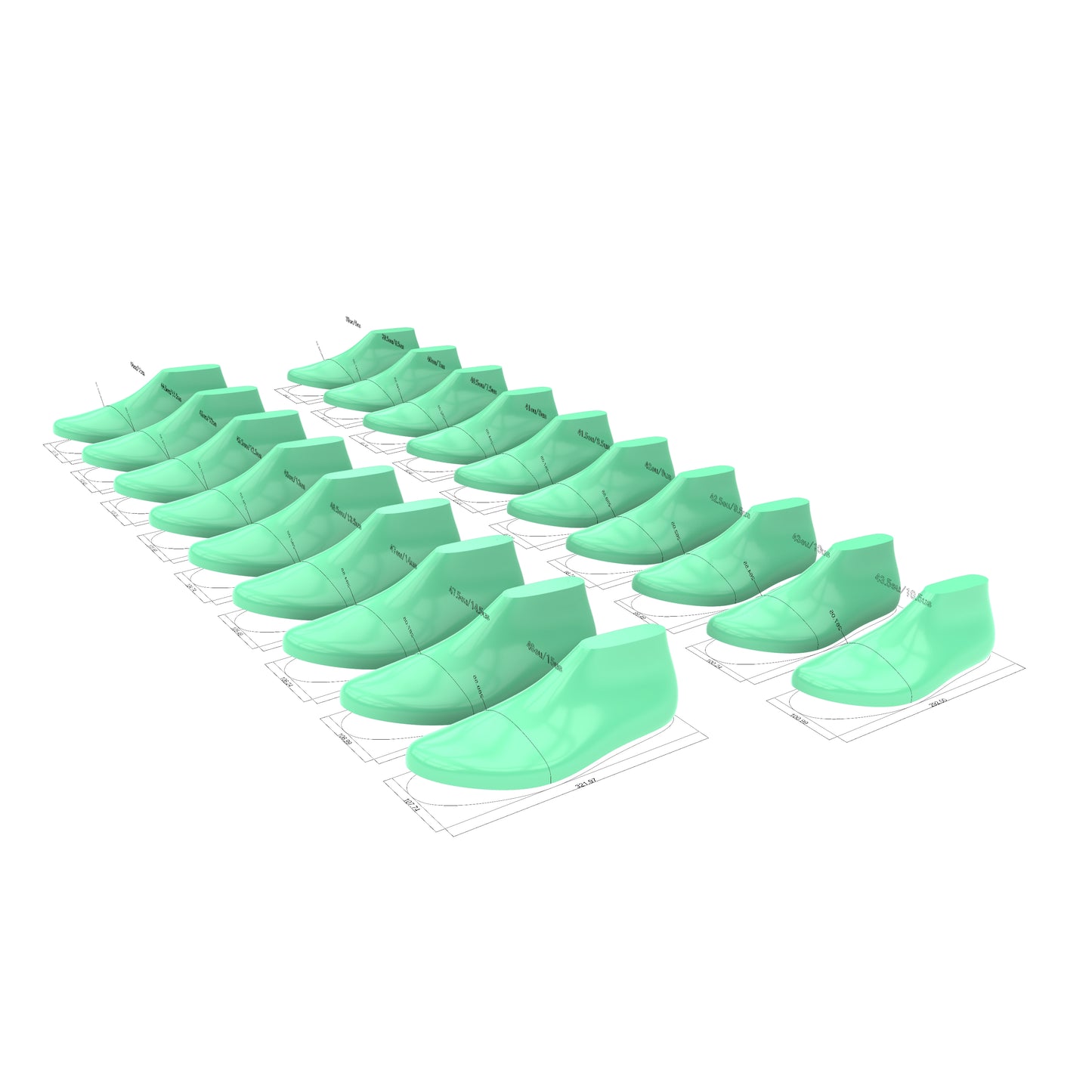 Air Max Style Shoe Last 3D Model Pack - Sizes 39 to 48 - STL and IGS Files for Sneaker & Footwear Design