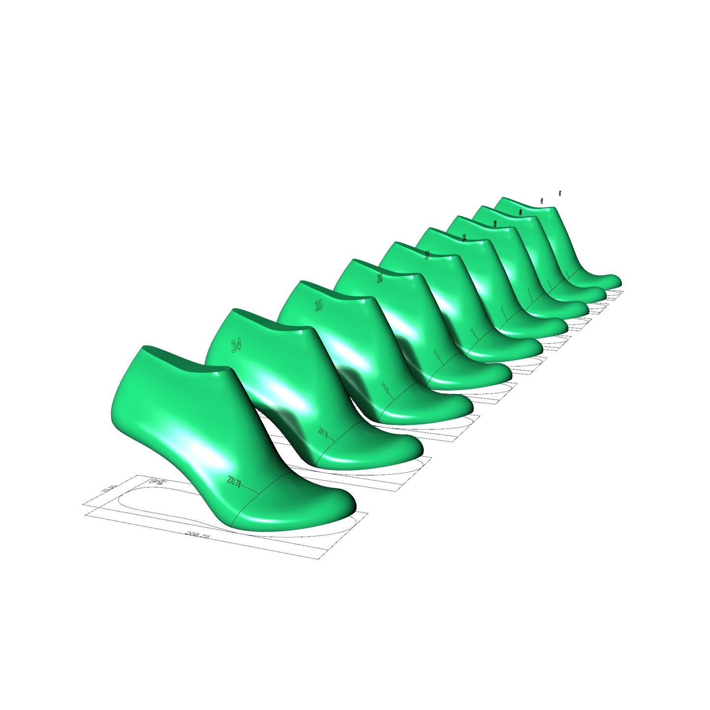Professional Women's High Heel Round Toe Shoe Last 3D Model Pack – Sizes 35 to 42 EUR (STL & IGS)