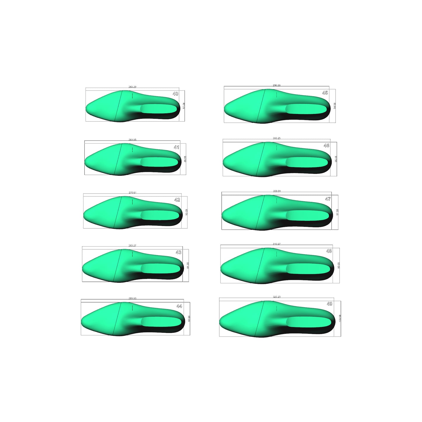 Cowboy Boot Last Pack Sizes 40-49 | Western Footwear 3D Models (IGS & STL)