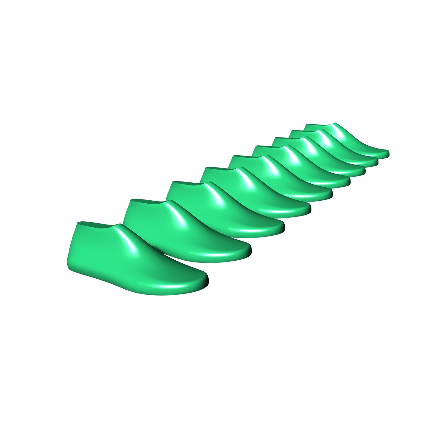 Side perspective view of professional women sneaker shoe last SPZ pack for custom footwear design and 3D print prototyping